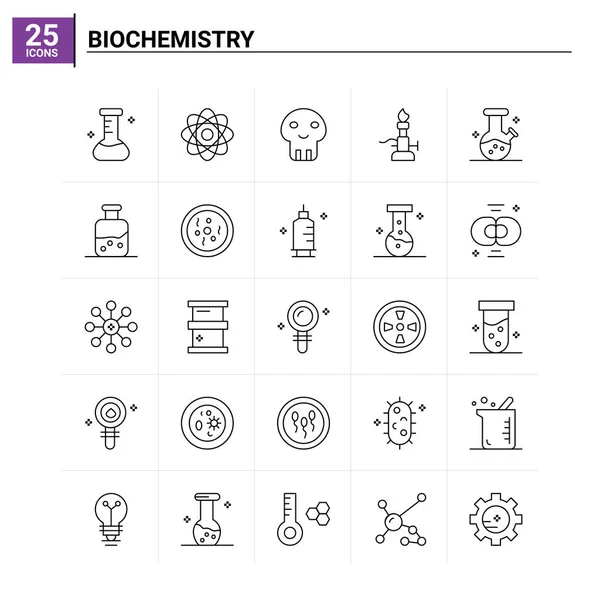 25 Conjunto de iconos de bioquímica. fondo de vector — Vector de stock