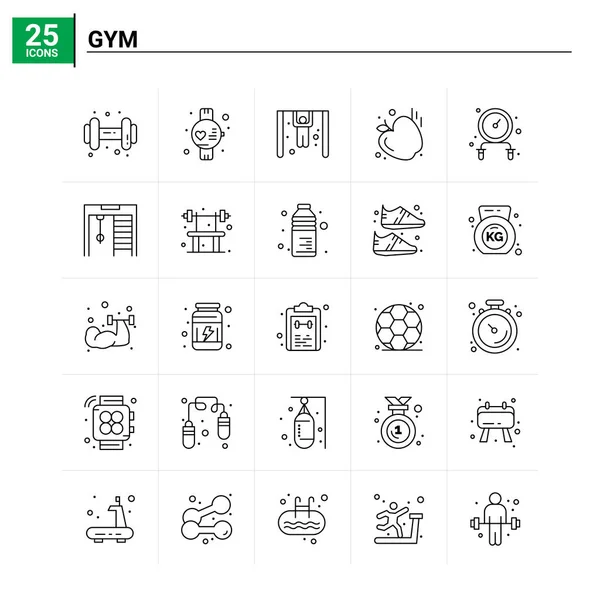 25 Gym icon set. vector background — ストックベクタ