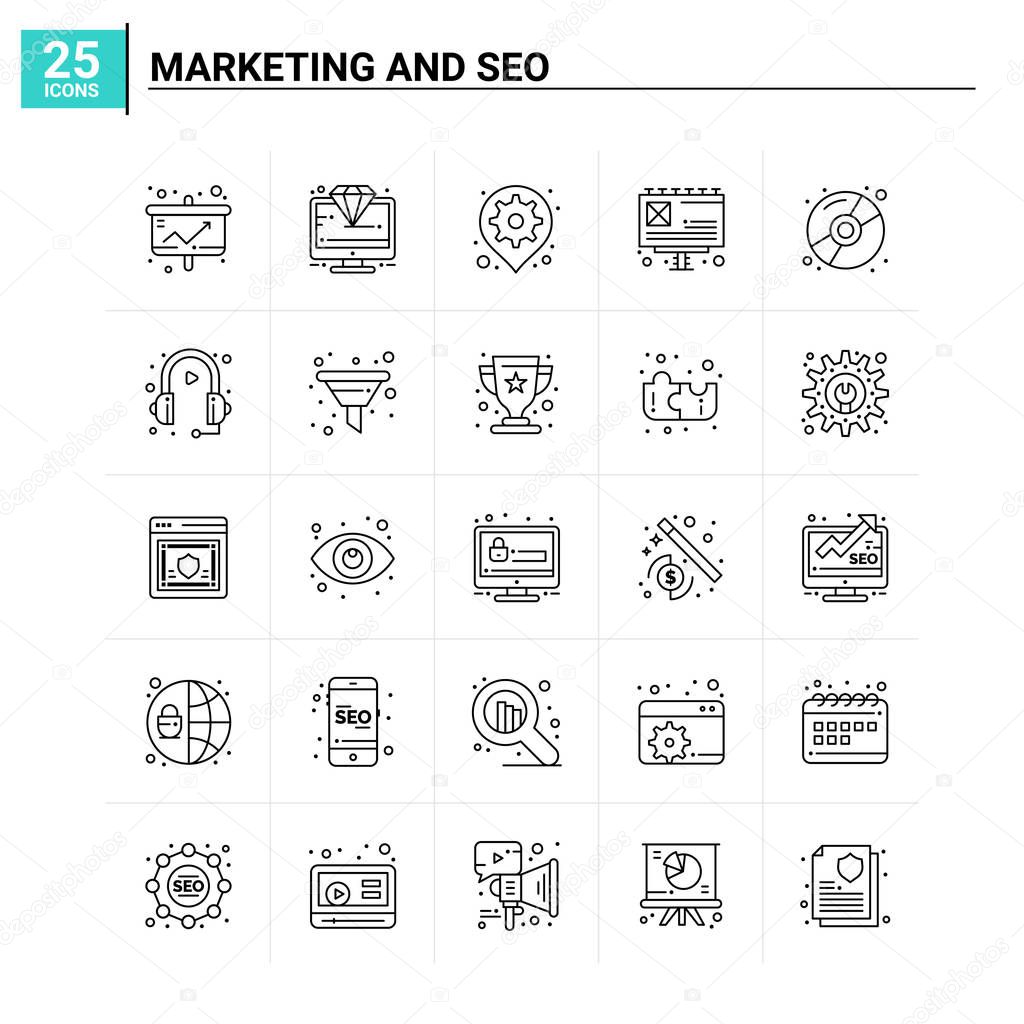25 Marketing And Seo icon set. vector background