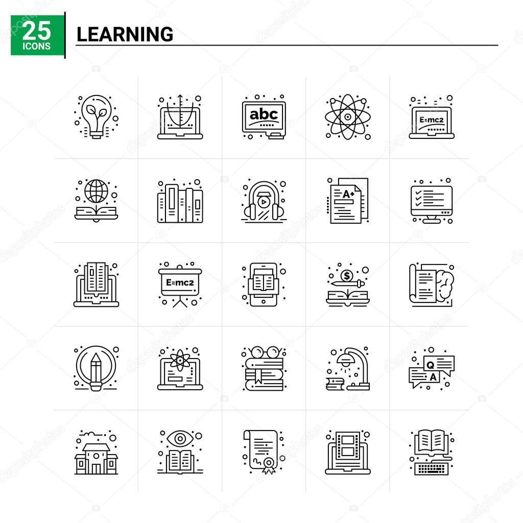 25 Learning icon set. vector background