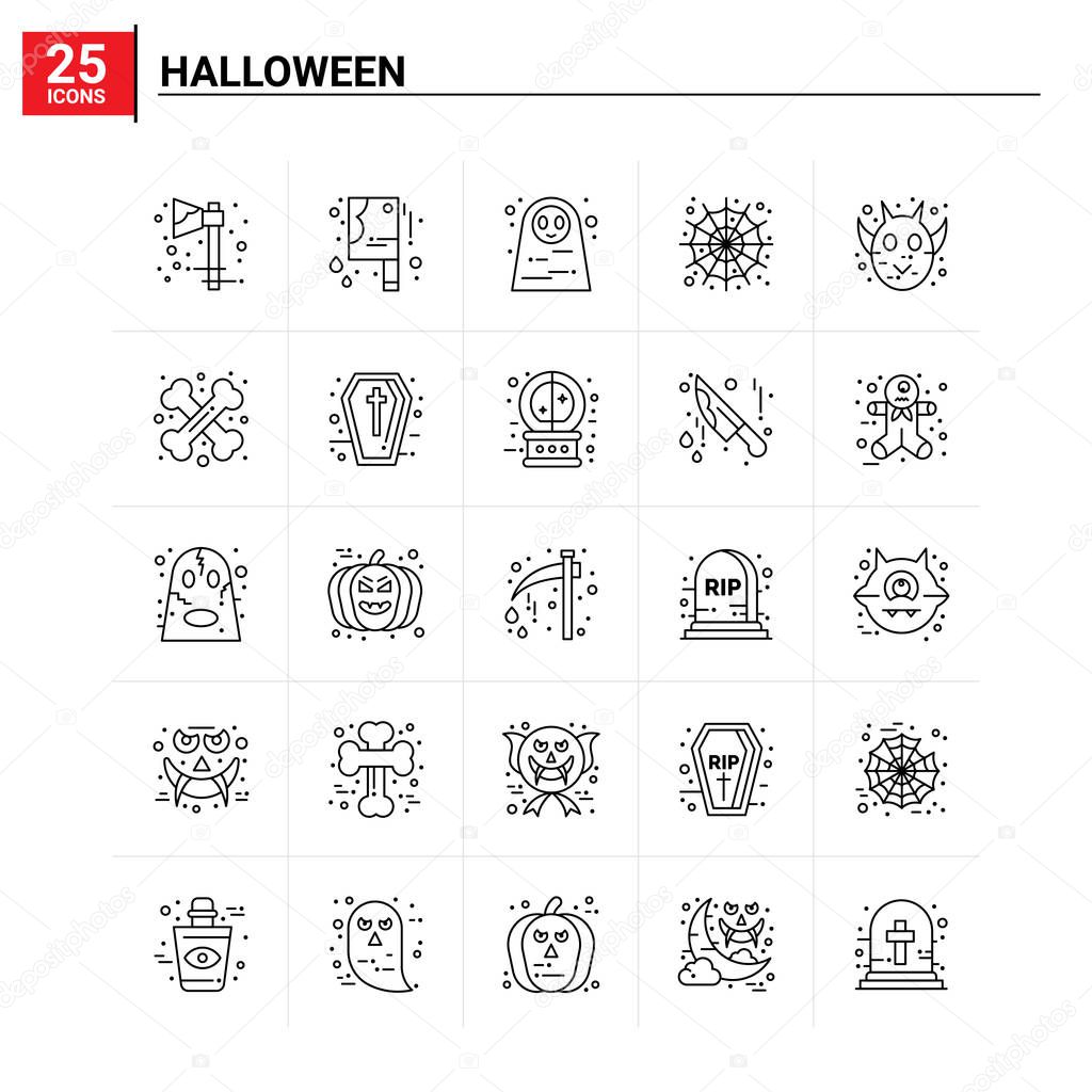 25 Halloween icon set. vector background