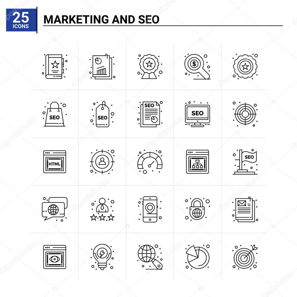 25 Marketing And Seo icon set. vector background