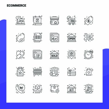 Etrade Line Icon seti 25 Simge ayarladı. Vektör Minimalizm Biçimi
