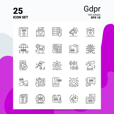 25 Gdpr Simgesi Seti. % 100 Düzenlenebilir Eps 10 Dosyası. İş Logosu Konferansı