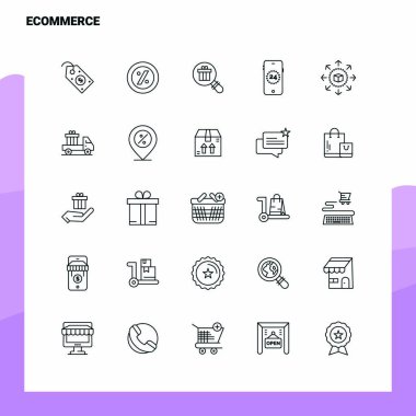 Etrade Line Icon seti 25 Simge ayarladı. Vektör Minimalizm Biçimi