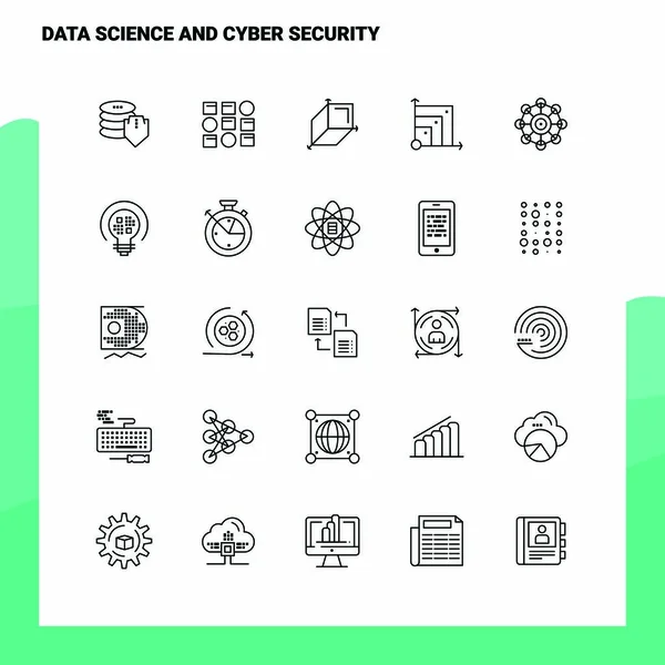 Satz von Data Science und Cyber Security Line Icon setzen 25 Icons. v — Stockvektor