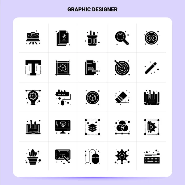 Solid 25 Graphic Designer Icon set. Design in stile glifo vettoriale Bl — Vettoriale Stock