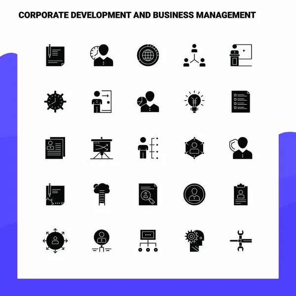 25 Corporate Development and Business Management Icon set. Solid