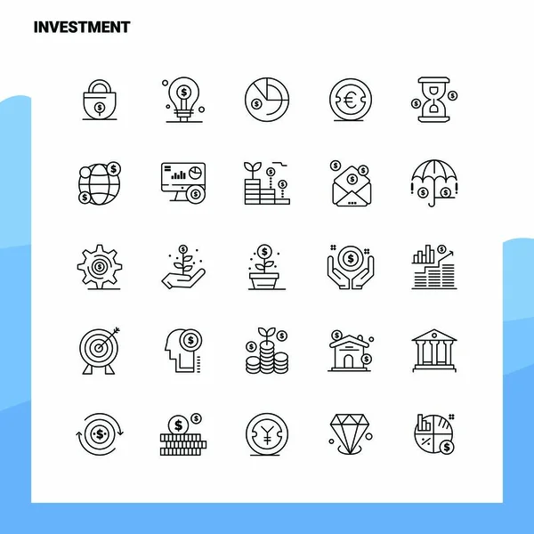 Ensemble d'icônes de ligne d'investissement ensemble 25 icônes. Minimalisme vectoriel Styl — Image vectorielle