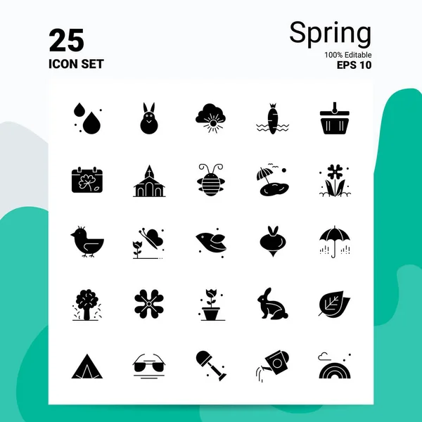 25 Set de iconos de primavera. Archivos EPS 10 100% editables. Logo del negocio Co — Vector de stock