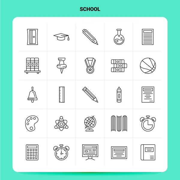 OutLine 25 School Icon set. Vector Line Style Design Black Icons — Stock Vector