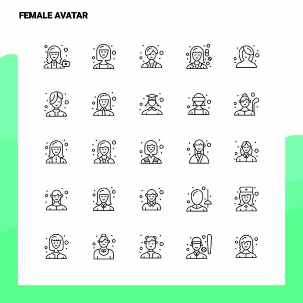 Набор женской иконы "Аватар Лайн" поставил 25 икон. Векторный минимализм S — стоковый вектор