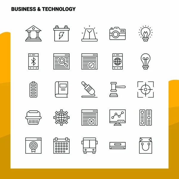 Набор иконок Business & Technology Line Icon - 25 икон. Векторный мини — стоковый вектор