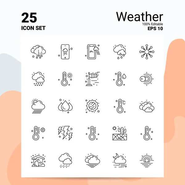 25 Weather Icon Set. 100% Editable EPS 10 Files. Business Logo C — Stock Vector