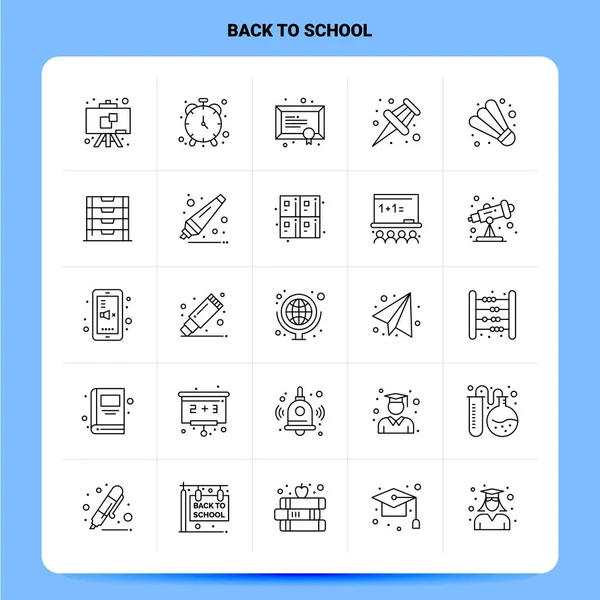 Набор значков OutLine 25 Back to School. Дизайн векторной линии — стоковый вектор