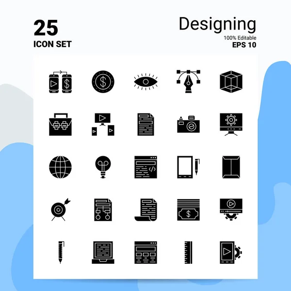 25 Progettazione Icona Set. File EPS 10 modificabili al 100%. Logo aziendale — Vettoriale Stock
