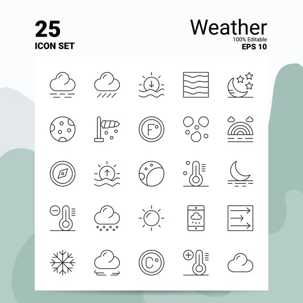 25 Weather Icon Set. 100% Editable EPS 10 Files. Business Logo C — Stock Vector