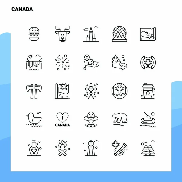 カナダのラインアイコンのセット25アイコンを設定します。ベクトルミニマリストスタイルDe — ストックベクタ