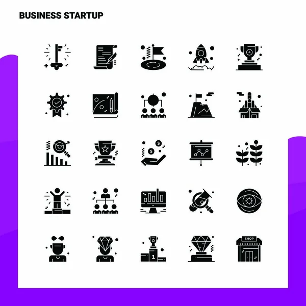 25 Business Startup Icon set. Solid Glyph Icon Vector Illustrati — Stockvector
