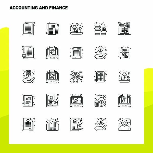 Ensemble d'icônes de ligne de comptabilité et de finance ensemble 25 icônes. Vecteur Min — Image vectorielle