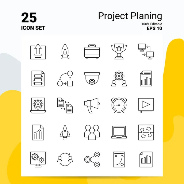 25 sada ikon plánování projektů. 100% editovatelné soubory Eps10. Busines — Stockový vektor