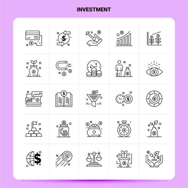 Набор Инвестиционной иконы OutLine 25. Векторный стиль Black I — стоковый вектор