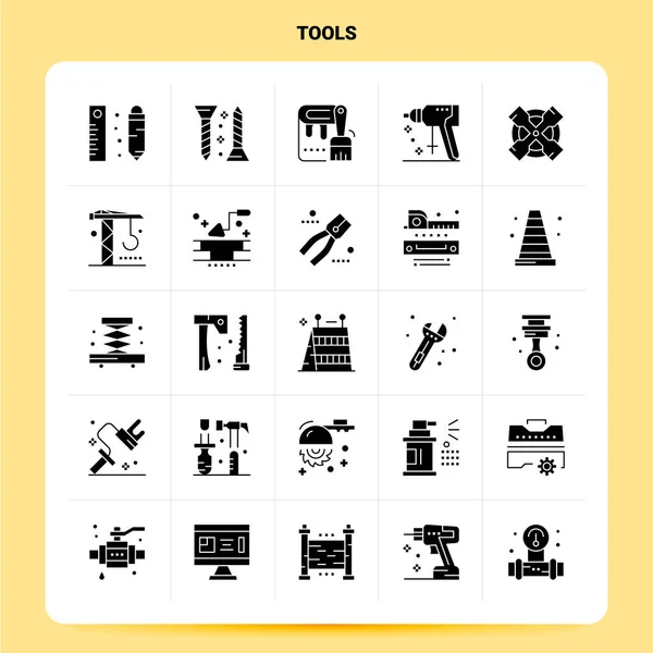 Solid 25 Tools Icon set. Vector Glyph Style Design Black Icons S — Stock Vector