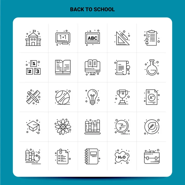 Набір піктограм OutLine 25 Back to School. Векторна лінія стилю дизайну Bla — стоковий вектор