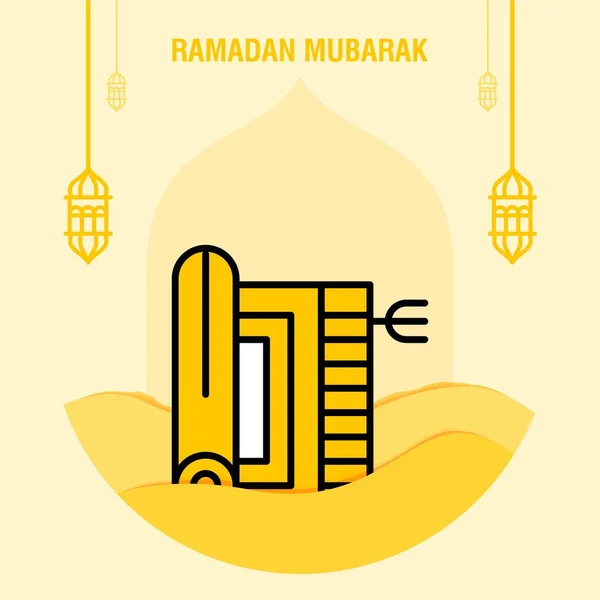 Ramadan kareem gruß schablone islamische halbmond und arabisch lan — Stockvektor