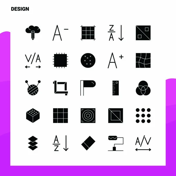 Set di 25 icone di design. Modello di illustrazione vettoriale icona glifo solido — Vettoriale Stock