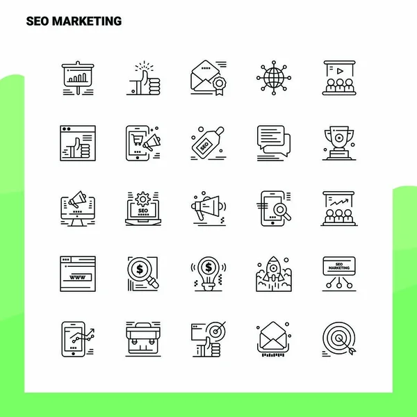 Set de Iconos Seo Marketing Line Set 25 Iconos. Minimalismo vectorial S — Vector de stock