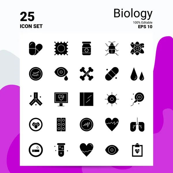 25 Biology Icon Set. 100% Editable EPS 10 Files. Business Logo C — Stock Vector