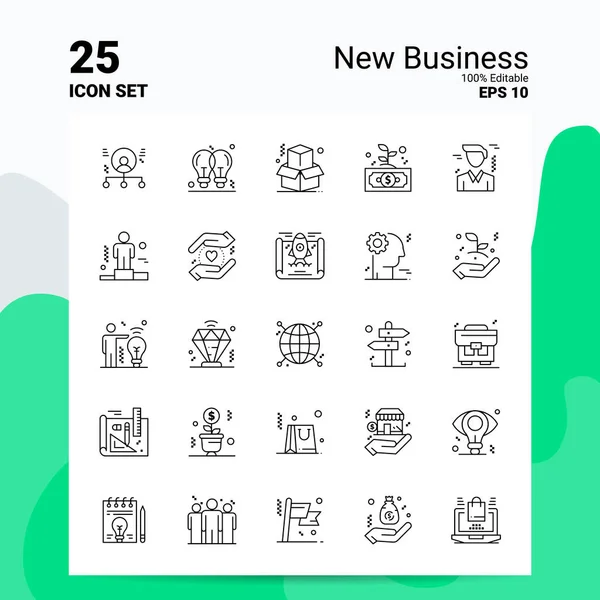 Set di 25 nuove icone business. File EPS 10 modificabili al 100%. Attività commerciale L — Vettoriale Stock