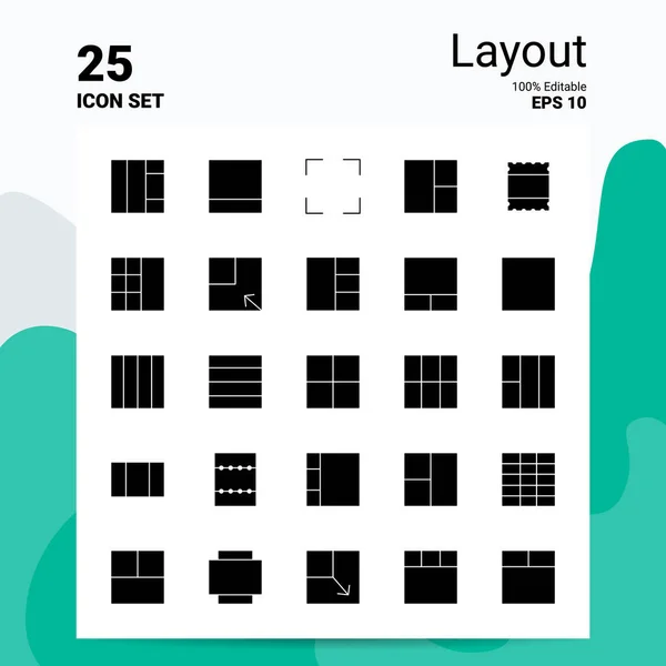 25 Layout Ikon Set. 100% redigerbara Eps 10 filer. Affärslogotyp Co — Stock vektor