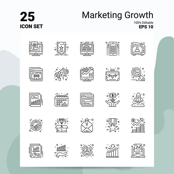 25 Marketing Groei-icoon Set. 100% bewerkbare Eps 10 bestanden. Bedrijfsleven — Stockvector