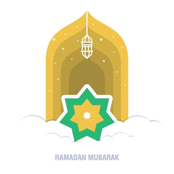 Ραμανάνι Καρίμ Ισλαμικός σχεδιασμός ημισέληνος και Τζαμί Dome σκούρο — Διανυσματικό Αρχείο