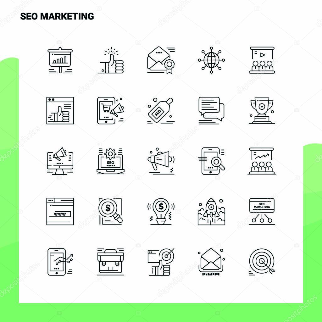Set of Seo Marketing Line Icon set 25 Icons. Vector Minimalism S