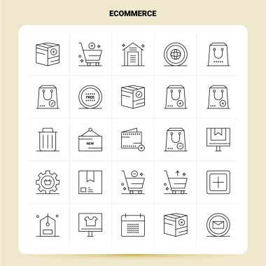 Taslak 25 Etrade Icon seti. Vektör Satırı Biçimi Tasarımı Siyah Ic