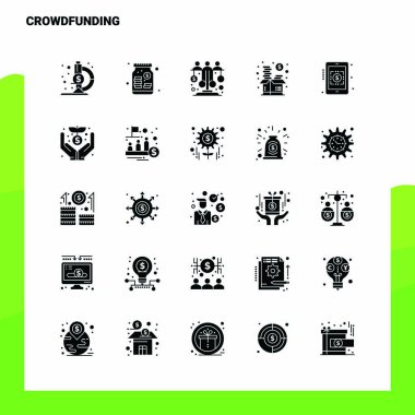 25 Kişi Finansmanı Simgesi. Solid Glyph Simge Vektör İllüstrasyonu T