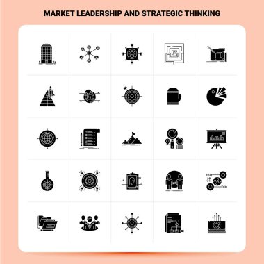 25 Piyasa Liderliği ve Stratejik Düşünce Simgesi seti. Vect