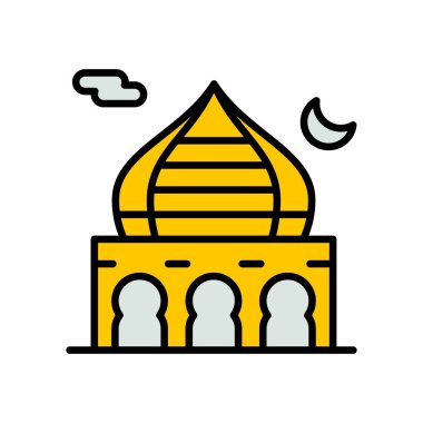 Ramazan simgeleri. Müslüman İslam dua ve ramazan kareem ince çizgi 