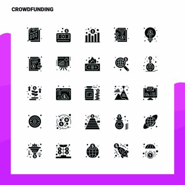 25 Kişi Finansmanı Simgesi. Solid Glyph Simge Vektör İllüstrasyonu T