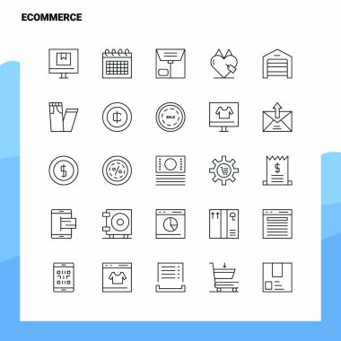 Etrade Line Icon seti 25 Simge ayarladı. Vektör Minimalizm Biçimi