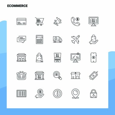 Etrade Line Icon seti 25 Simge ayarladı. Vektör Minimalizm Biçimi