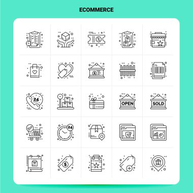 Taslak 25 Etrade Icon seti. Vektör Satırı Biçimi Tasarımı Siyah Ic