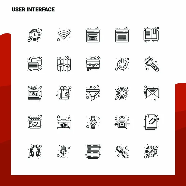 Set of User Interface Line Icon set 25 Icons. Vector Minimalism — Stock Vector
