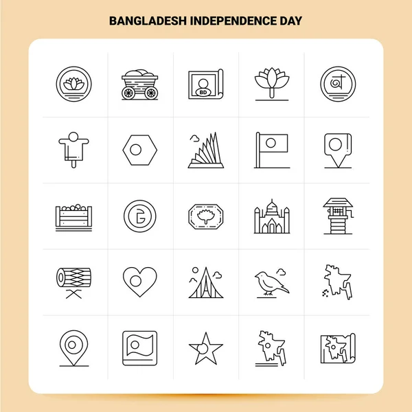 Начертание 25 иконы Дня независимости Бангладеш. Векторная линия — стоковый вектор