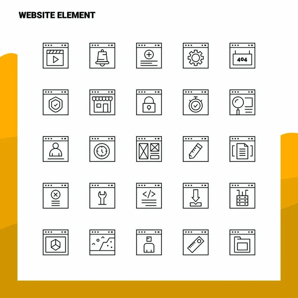 Set of Website Element Line Icon set 25 Icônes. Minimalisme vectoriel — Image vectorielle