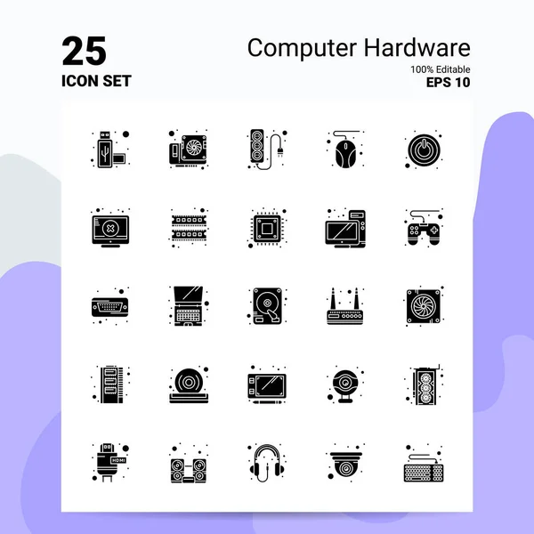 25 Conjunto de iconos de hardware informático. Archivos EPS 10 100% editables. Busin. — Archivo Imágenes Vectoriales