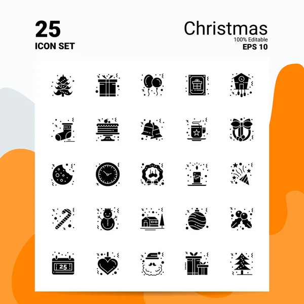 25 Рождественских икон. 100% редактируемый EPS 10 файлов. Логотип — стоковый вектор